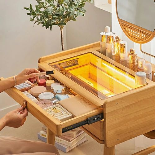 メープル材 高級三面鏡ドレッサー 府中家具 バーズアイメープル