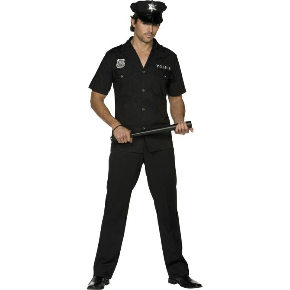 警察官 黒 衣装 コスチューム L 公務員 大人男性用 Fever Cop コスプレ