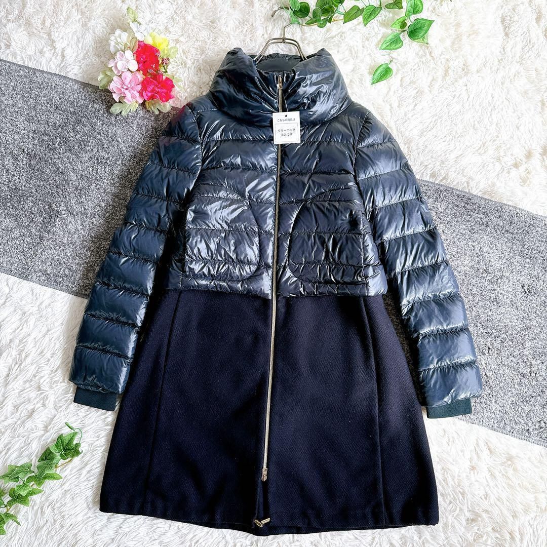 正規品 美品 HERNO ヘルノ ウール切り替えダウンコート 異素材 正規品 美品 HERNO ヘルノ ウール切り替えダウンコート 異素材