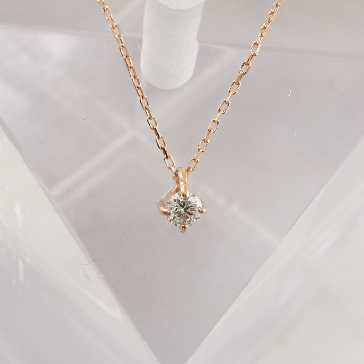 ete エテ ネックレス USED美品 K18PG 一粒ダイヤ ダイヤモンド 0.1ct 