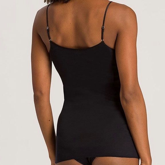 HANRO ハンロ コットン100%カップ付きインナー M 黒 ブラック UIH501 管理番号 735-3