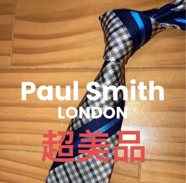 超美品 Paul Smith イエローチェック×ブルーストライプ ナロータイ