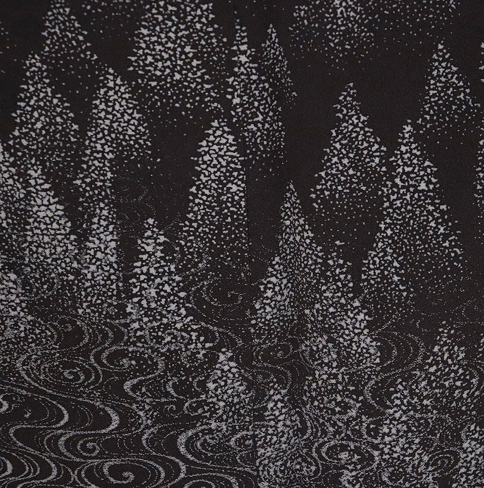 川村久太郎氏作 訪問着 袷 正絹 濃茶 北山杉 曲水 13号 Sサイズ