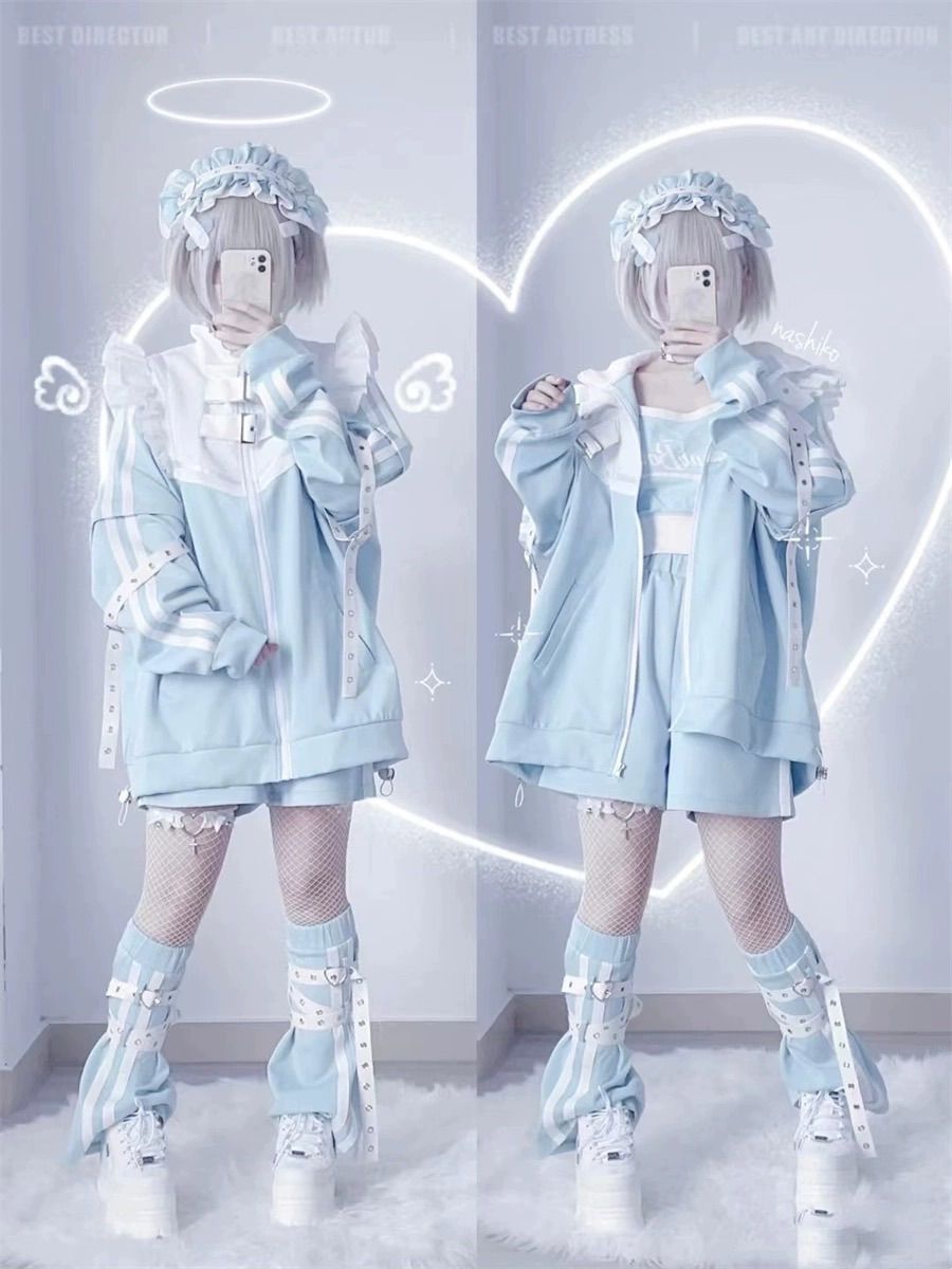 ☆超人気☆ セットアップ 天使界隈 パステルブルー ジャージ サブカル 服 水色界隈 白 コスプレ 地雷系 量産型 天使 エンジェル ロリータ 渋谷  病みかわ セットアップ ゴスロリ 推し活 パンツ セット y3k パーカー 2XL 大きいサイズ ゆったり|mercariメルカリ官方指定廠商 ...