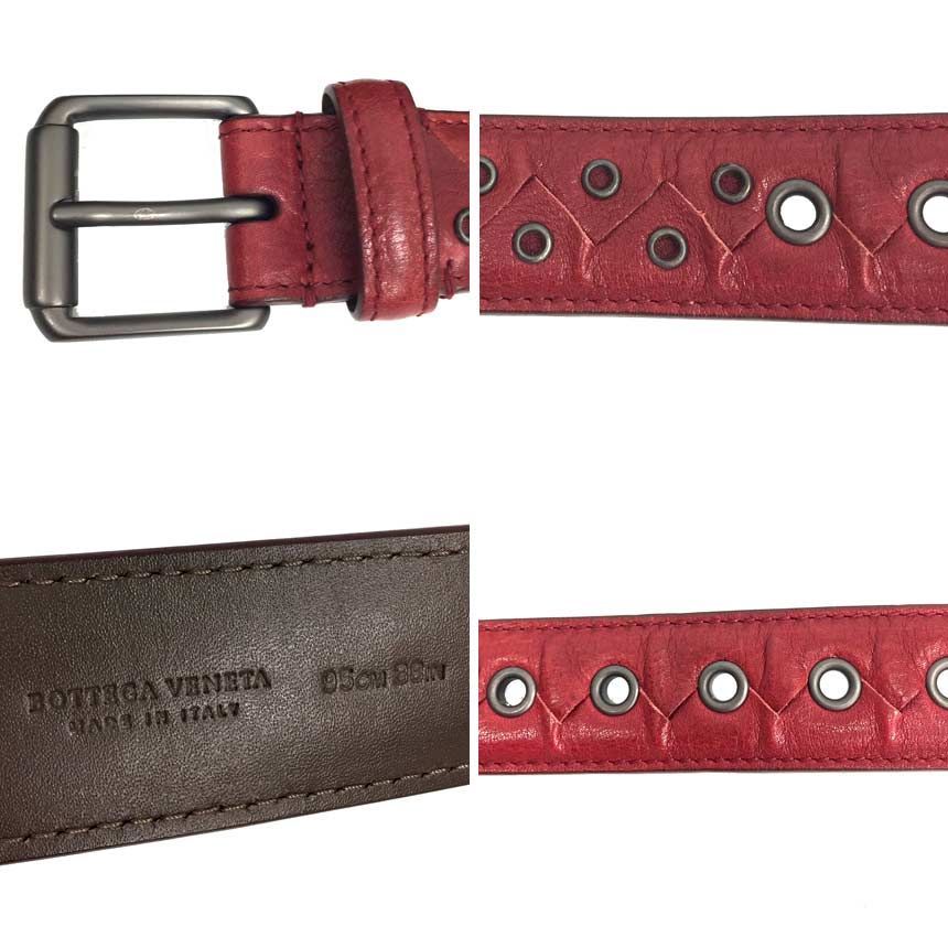 BOTTEGA VENETA ボッテガヴェネタ レザー ベルト 赤 レッド ユニ