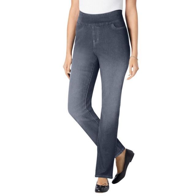 【送料無料】 ウーマン ウィズイン レディース デニムパンツ ボトムス Woman Within Women's Plus Size Tall Flex-Fit Pull-On Straight-Leg Denim Jean Stonewash Sanded