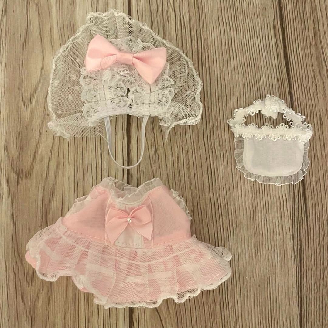 10cm ぬい服 メイド服 ピンク ゴスロリ フリル ぬいぐるみ用 着せ替え