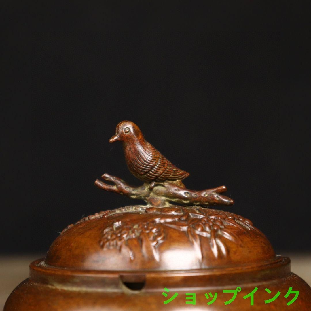 銅細工  灰皿  蓋付き灰皿 香炉  装飾品   工芸品 美術品 置物 蘇工 純銅 カササギ 香炉 灰皿 装飾品 工芸品 美術品 置物