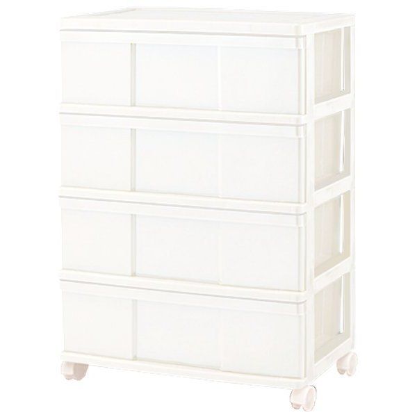 ホワイトプラスチック製食器棚 4引き出し ホワイトプラスチック製食器