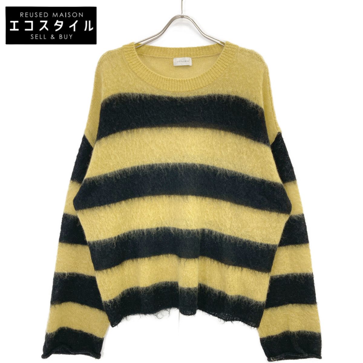 LITTLEBIG リトルビッグ イエロー×ブラック モヘア カーディガン L