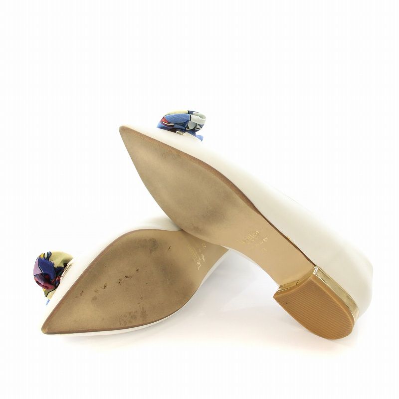 【美品】LE TALON リボン付きホワイトパンプス LE TALON｜5cmサイドオープンリボンパンプス | Rakuten Fashion