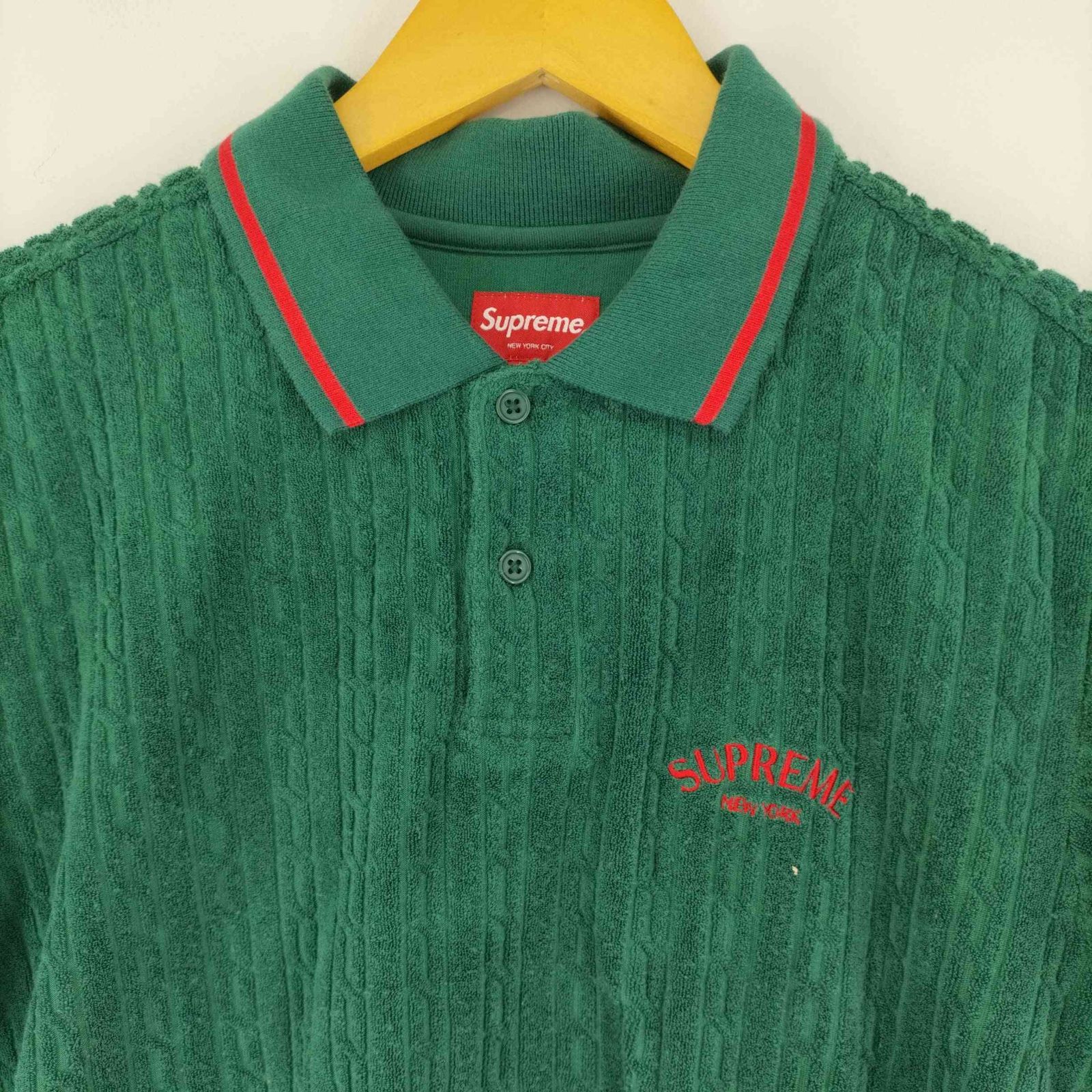 Supreme Cable Knit Terry Polo 緑Sサイズ-