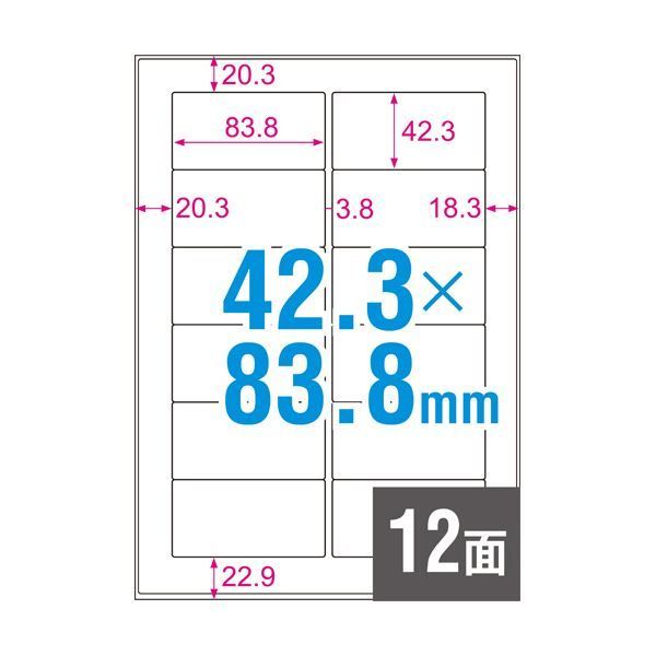 まとめ）ヒサゴ 撥水紙ラベル A4 12面 83.8×42.3mm 四辺余白 - タイシ