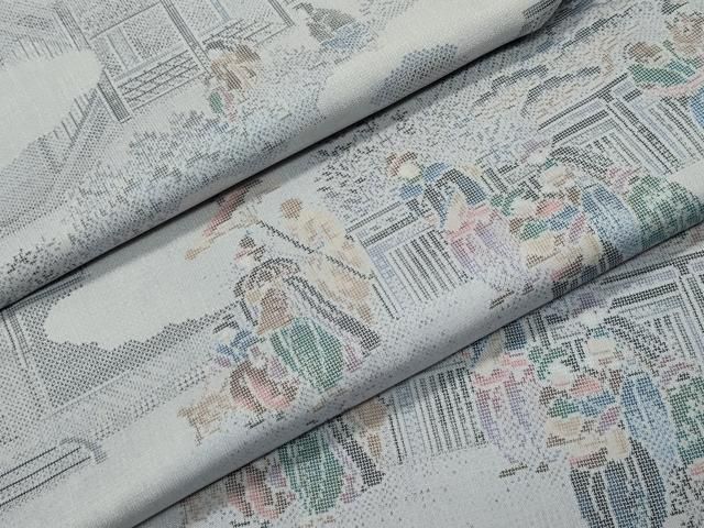 平和屋着物 上 都喜ヱ門 本場大島紬 9マルキ 人物風景文 藤絹織物謹製 CZAA3729s5