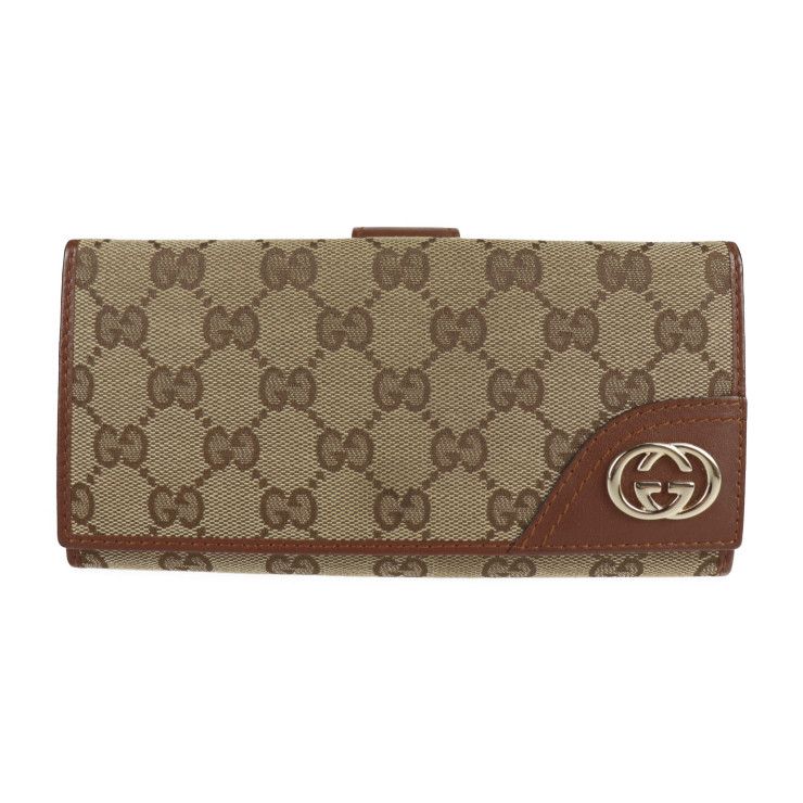 GUCCI グッチ 二つ折り財布 181593 GGキャンバス レザー ブラウン