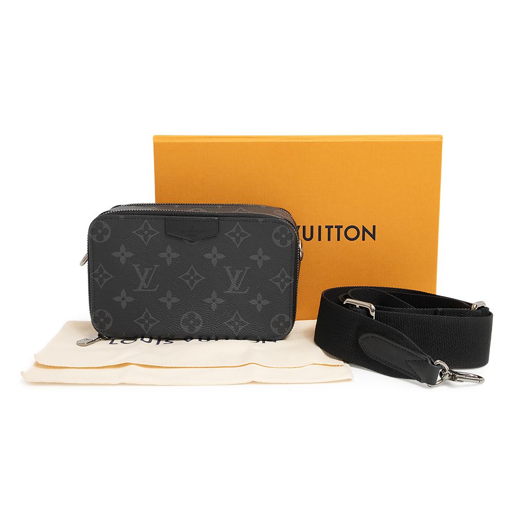 ルイ ヴィトン アルファ ウエアラブル ウォレット ショルダーバッグ 斜め掛け モノグラムエクリプス ブラック シルバー金具 M81260 LOUIS VUITTON