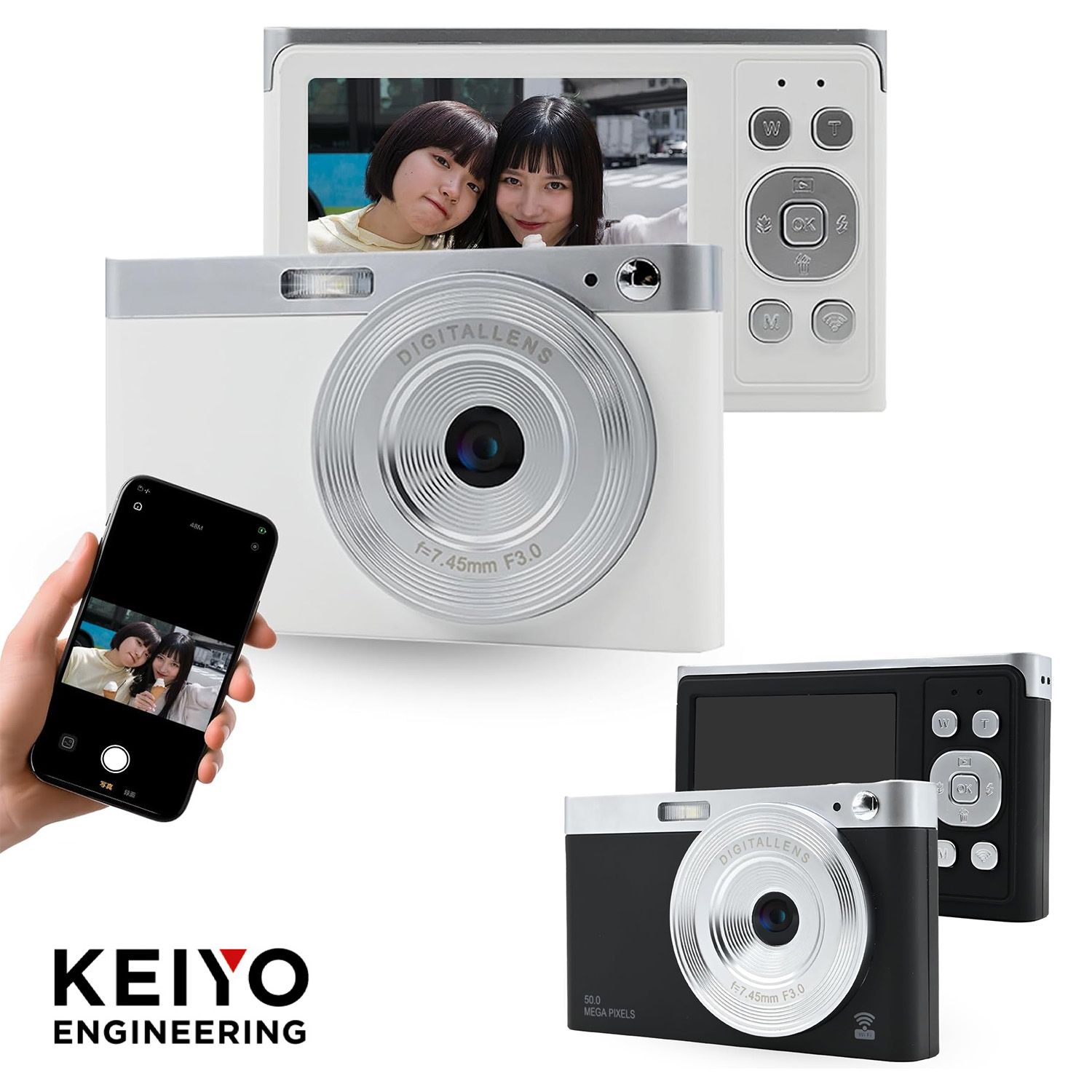 KEIYO AN-DC003 Wi-Fi デジタルカメラ Type-C 充電式 800万画素 オート 
