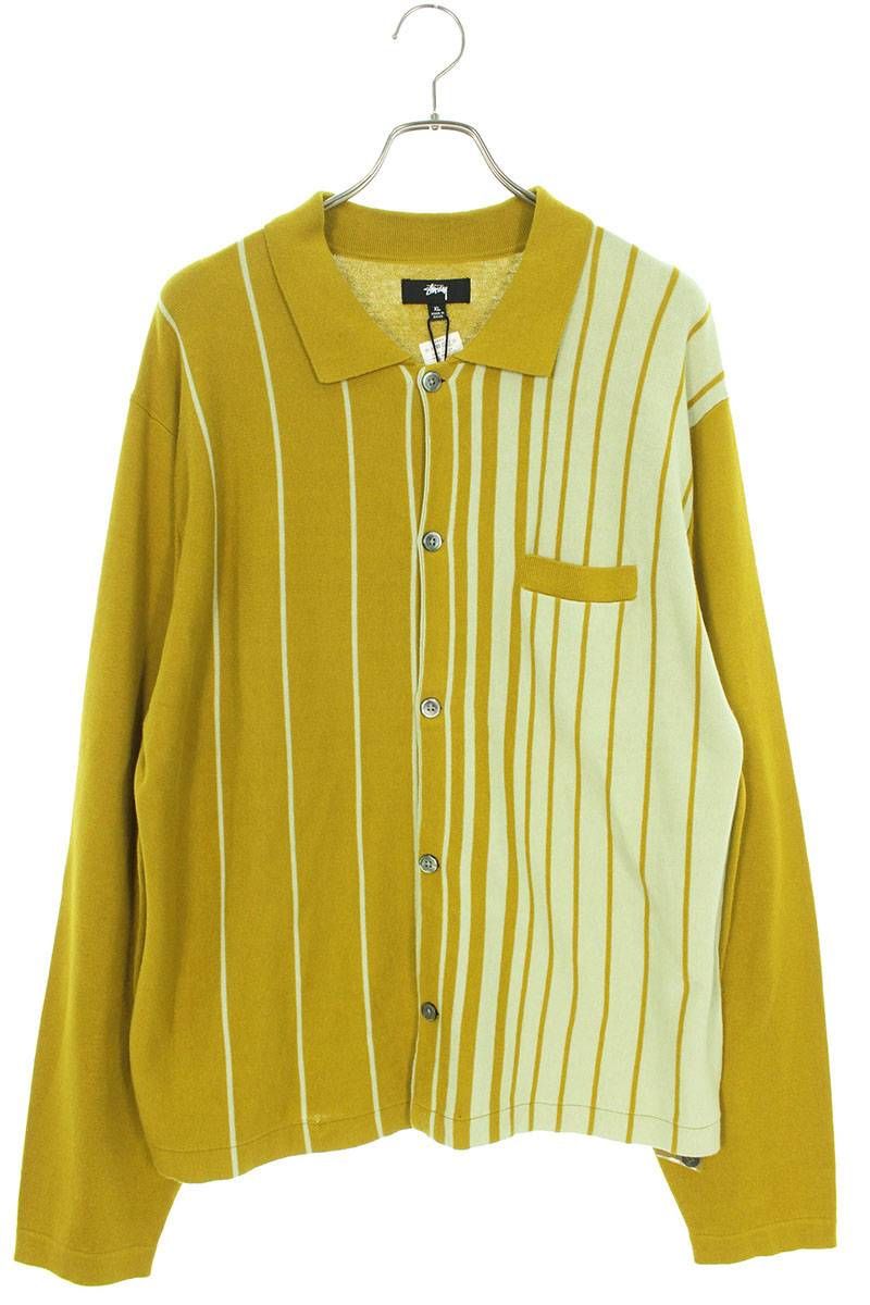 ステューシー 22AW STRIPED KNIT SHIRT ストライプカーディガン メンズ