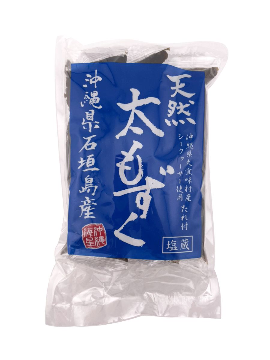 20袋セット 石垣島産 天然太もずく 300g 100g×3 たれ付 沖縄海星物産 塩蔵 常温保存OK な天然モズク フコイダン スヌイ 沖縄