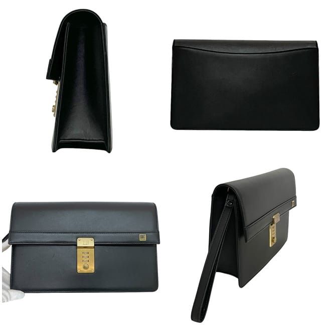 ダンヒル セカンドバッグ ブラック サッチェル レザー