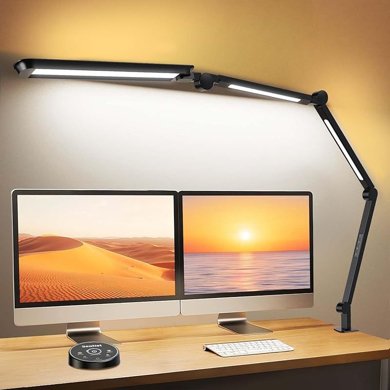デスクライト LED ダブル光源・独立制御 4段階調光調色 MediAcous クランプ 電気スタンド 12W・PSE認証済 アルミ合金 タ デスクライト LED ダブル光源・独立制御 4段階調光調色 MediAcous