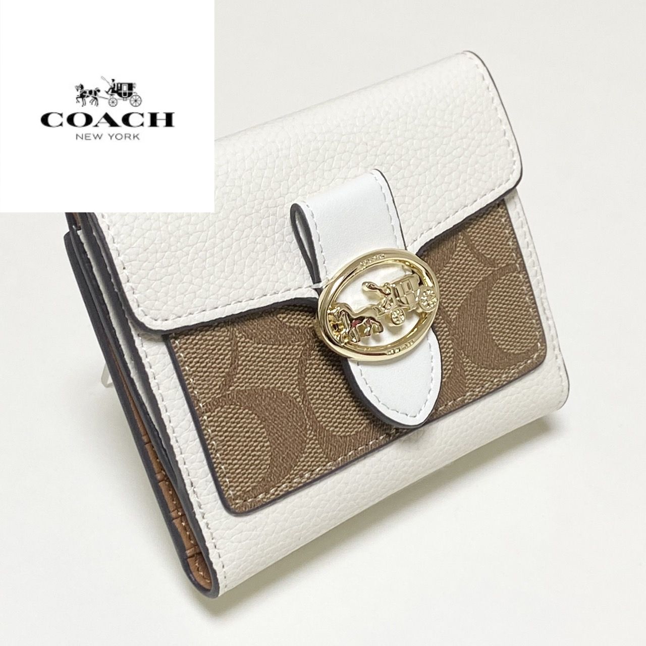 COACH 二つ折り財布 7250スモール ウォレット カーキ チョーク