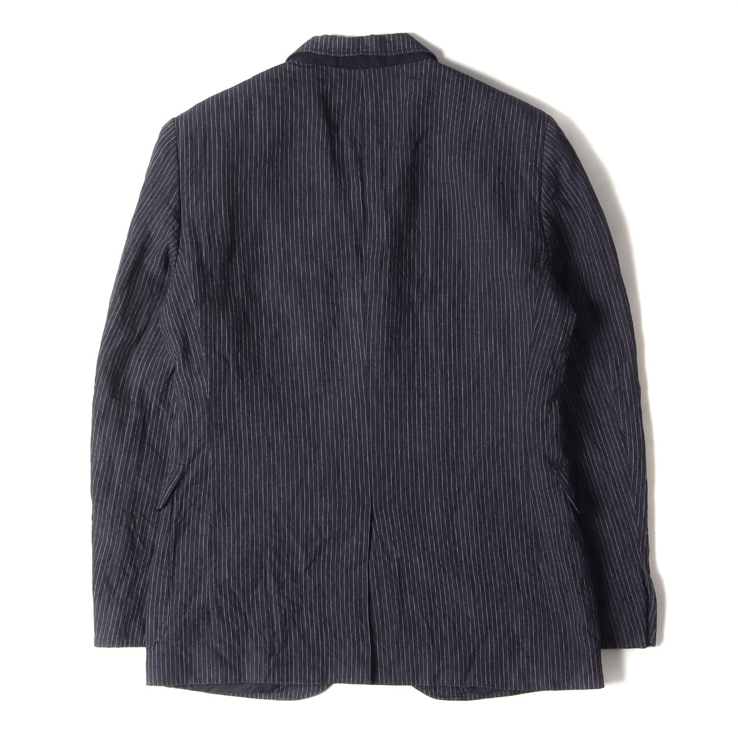 美品 RRL ダブルアールエル ストライプ リネン テーラード ジャケット 