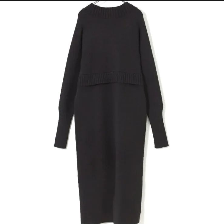 アダムエロペ サステナブル ボレロドッキングニットワンピース 定価¥16 500 チャコールグレー