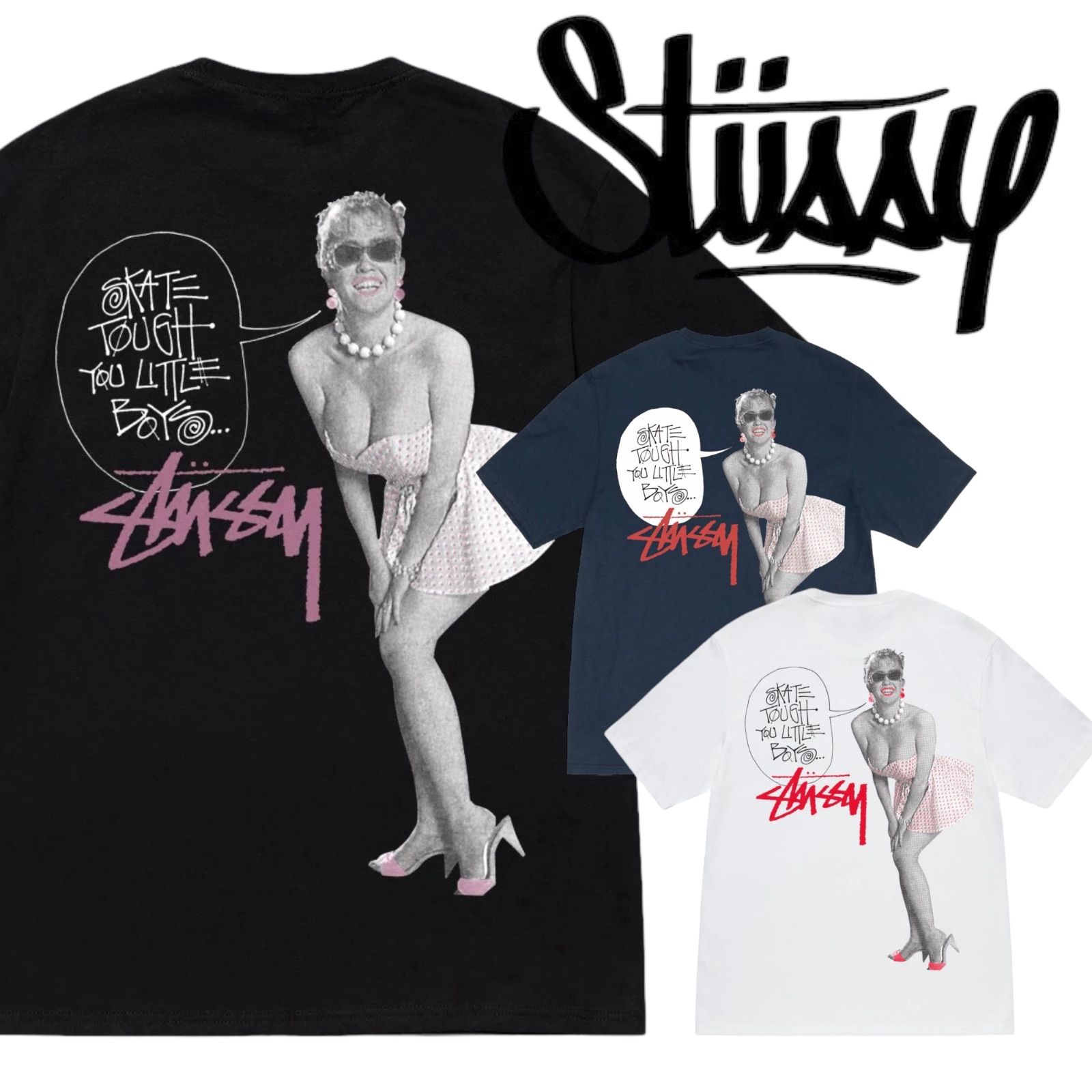 正規品 stussy ステューシー  SKATE TOUGH TEE 紺 XL