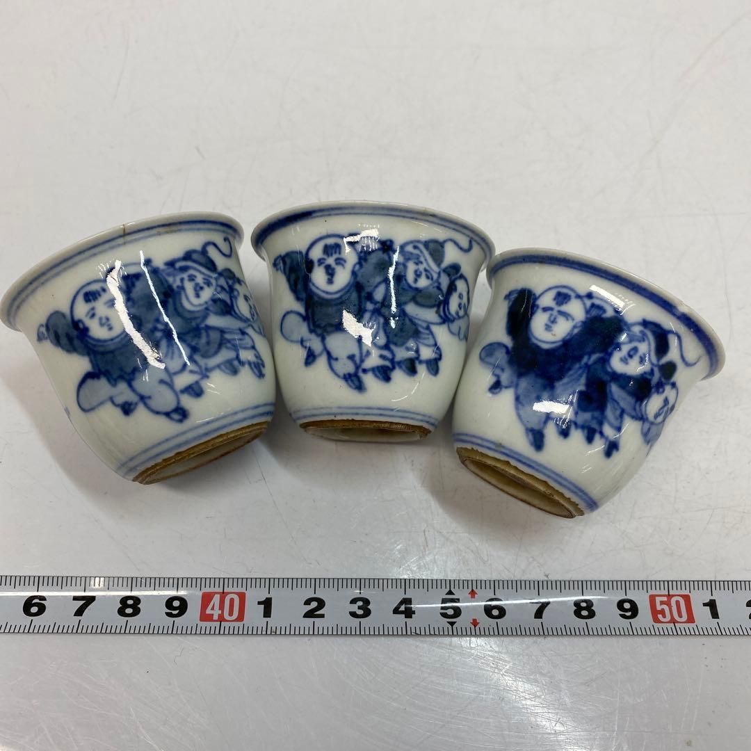中国清時代 雍正年製 青花 煎茶碗3客 タニチ 東さ6-0422