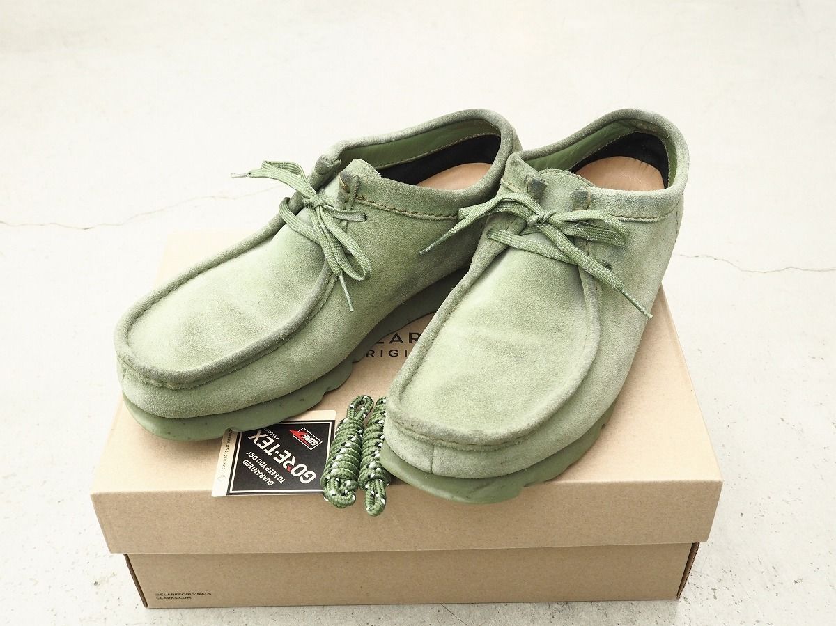 希少 Clarks クラークス Wallabee GTX ワラビー モック ブーツ シューズ ゴアテックス 21621 UK7 ローデン グリーン 緑 613P★2