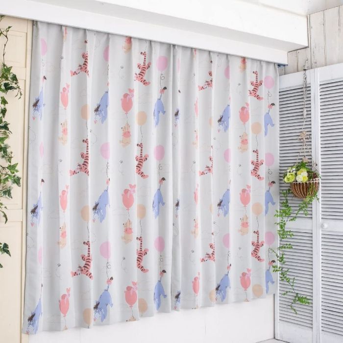 【新品・5営業日で発送】バード プーさんと仲間たち 遮光 遮熱 カーテン 幅100×200cm丈 2枚組 ディズニー プー SB-653-D (101910110103-01-01)