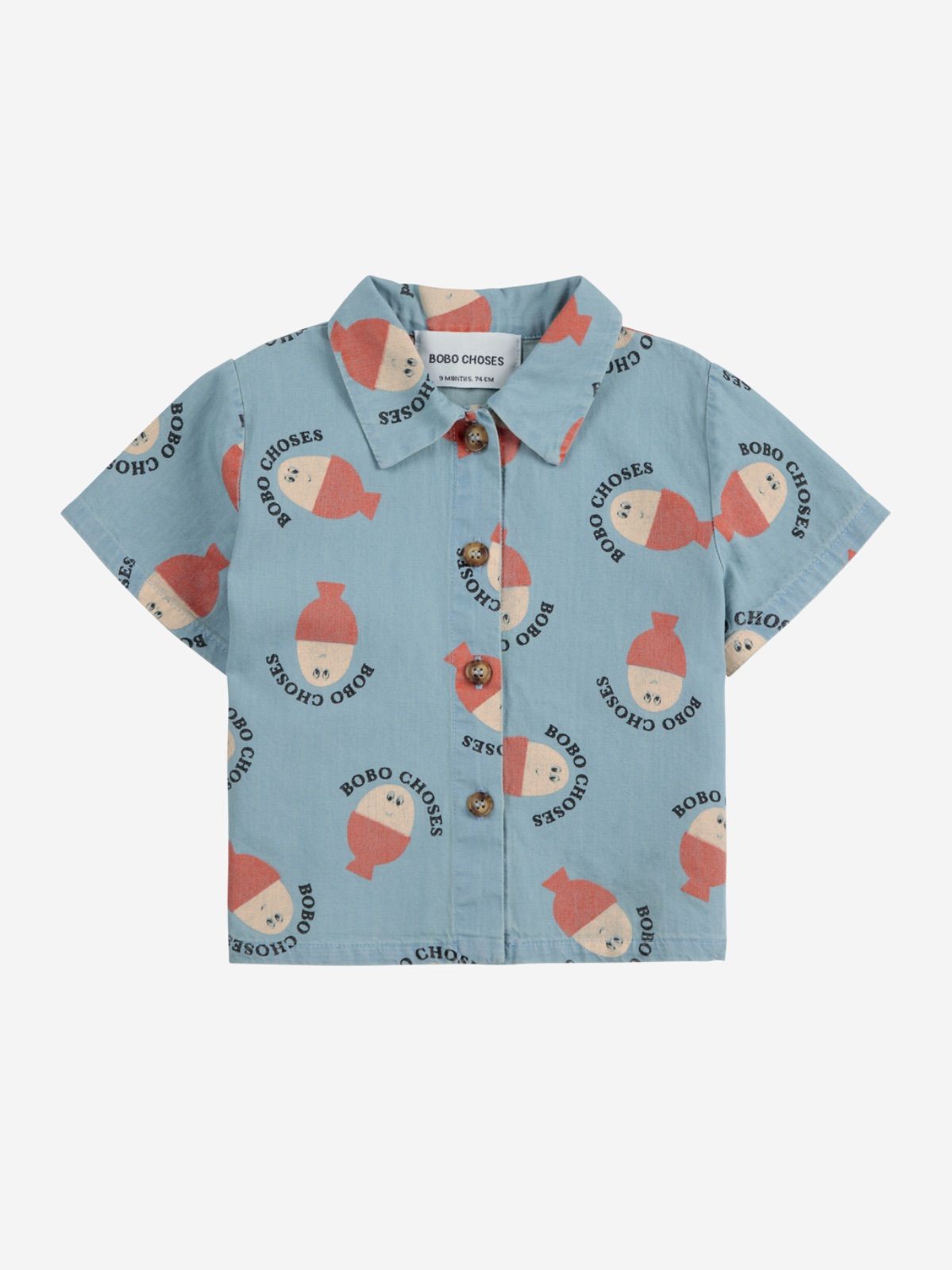 BOBO CHOSES：Morning Egg all over light denim shirt