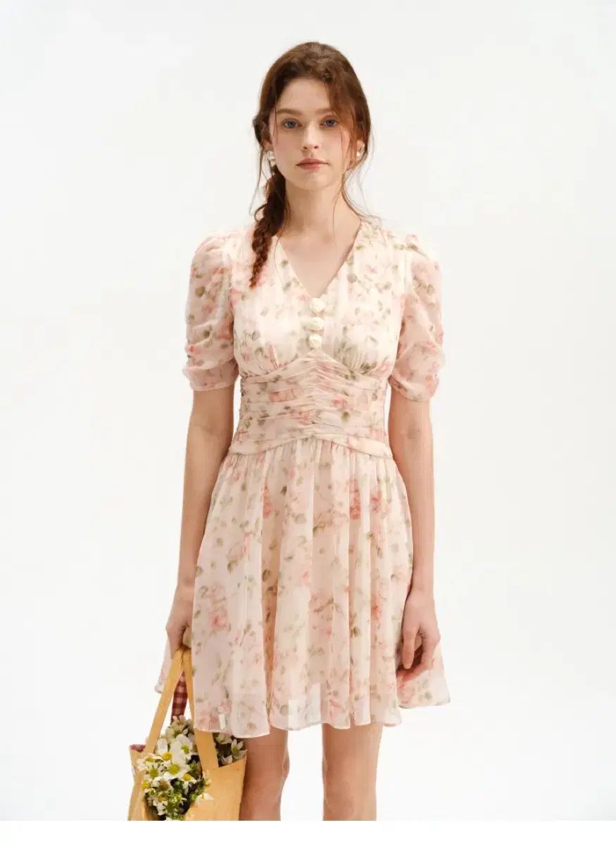 Since Then フローラル Vネック ミニワンピース Sサイズ