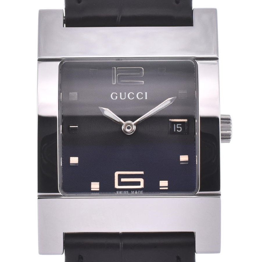 グッチ GUCCI 7700M デイト SS/レザー クォーツ メンズ良品 M#123641