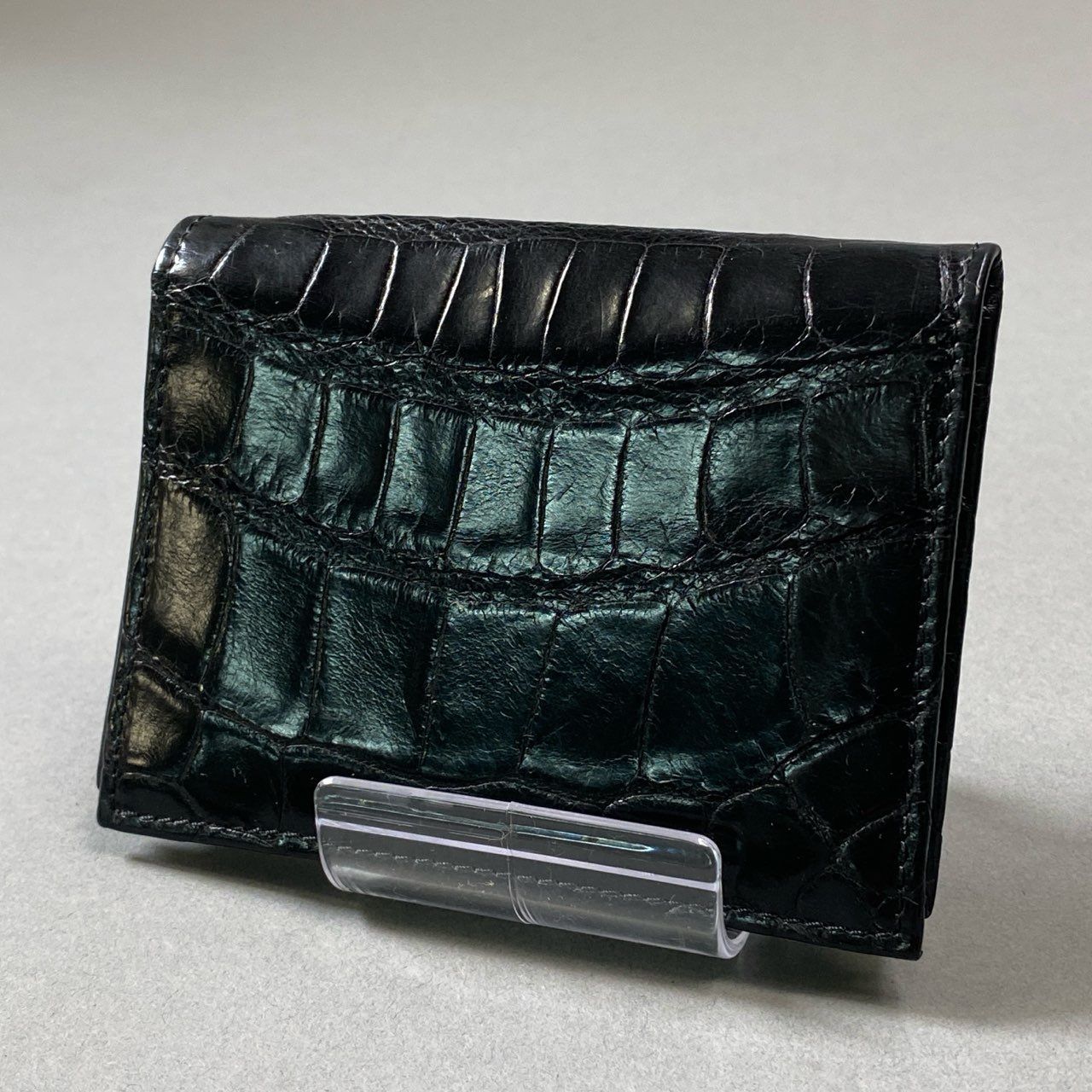 j3 Brioni ブリオーニ Crocodile Card Case クロコ 名刺入れ カードケース ブラック レザー パスケース ワニ革t18r