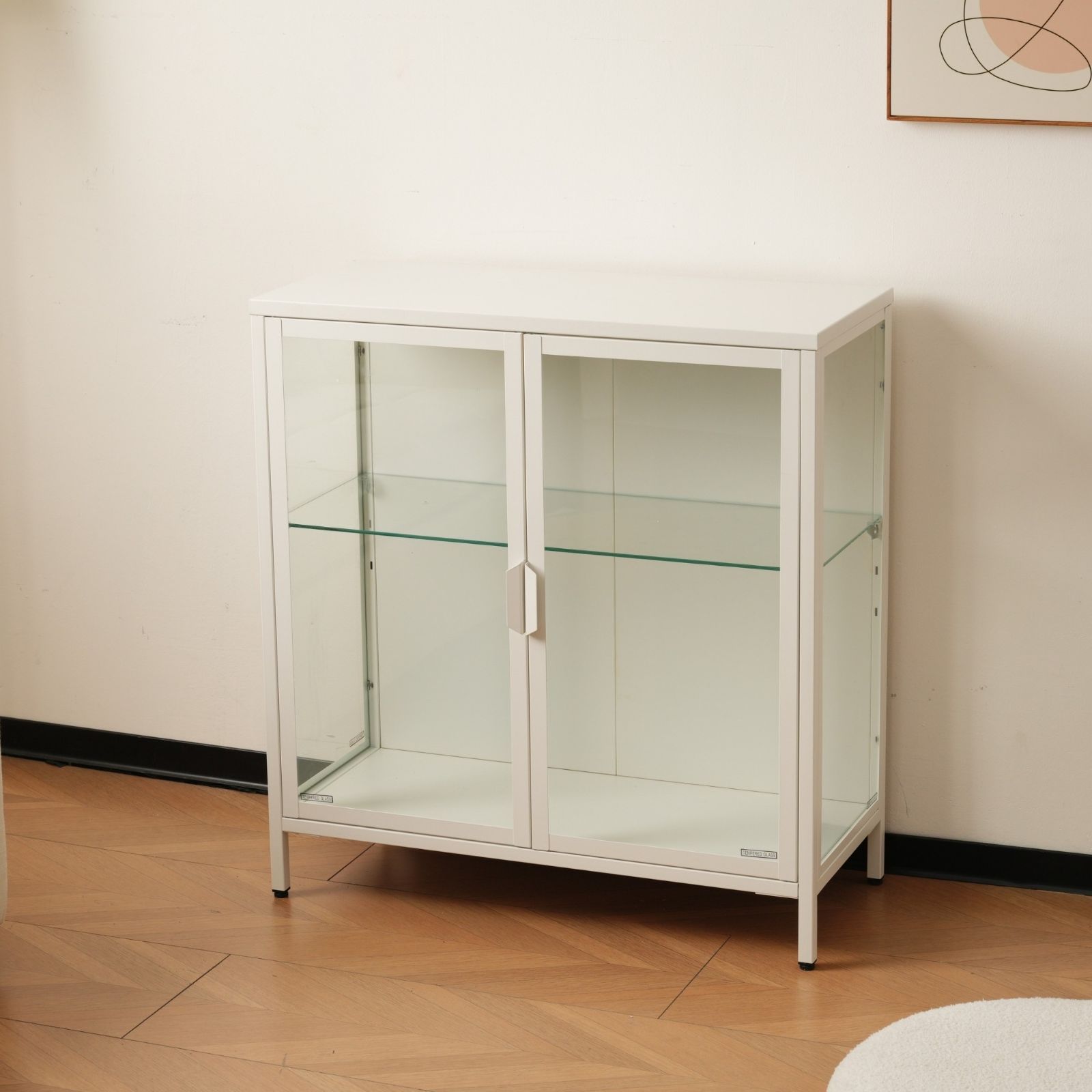 ガラスコレクションシェルフ｜幅80×奥行35×高さ86cm｜ホワイト｜N515P252400W