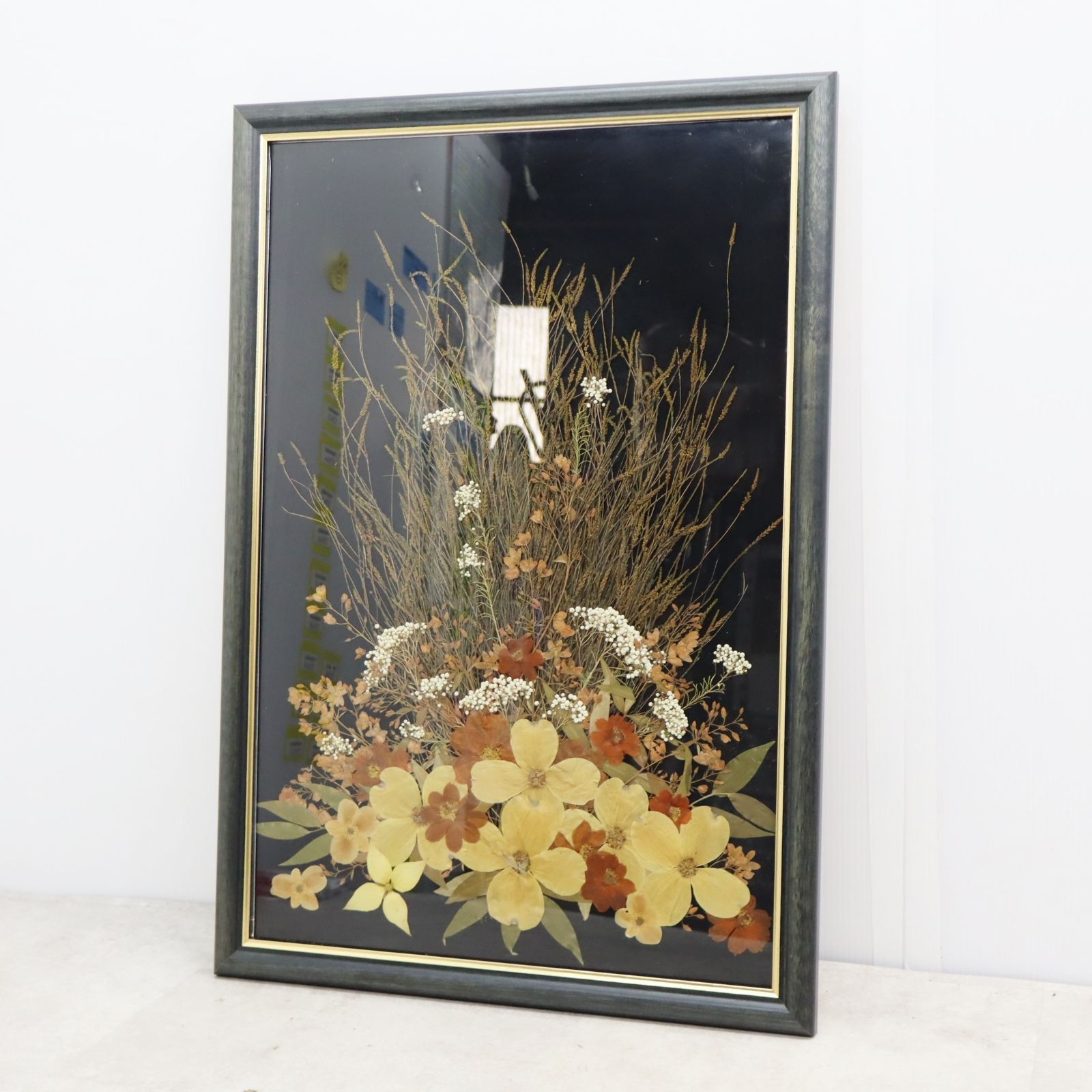 △ヴィンテージ インテリアに! 約44.5×64.5cm｜押し花額