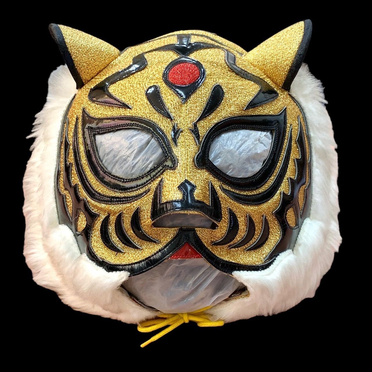 希少品⭐️初代タイガーマスクバージョン】 金ラメ 白髭 黒エナメル 額 