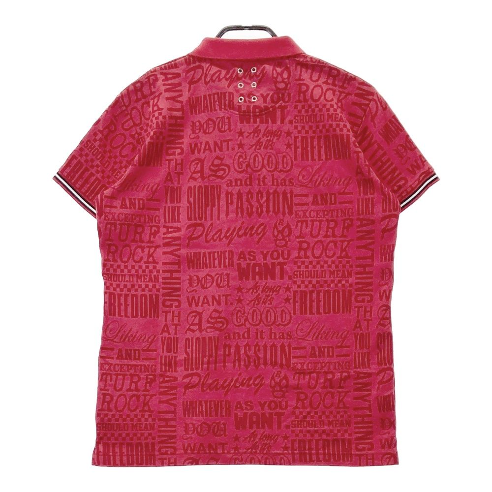 サイズ：4 RUSSELUNO ラッセルノ 半袖ポロシャツ 総柄 レッド系