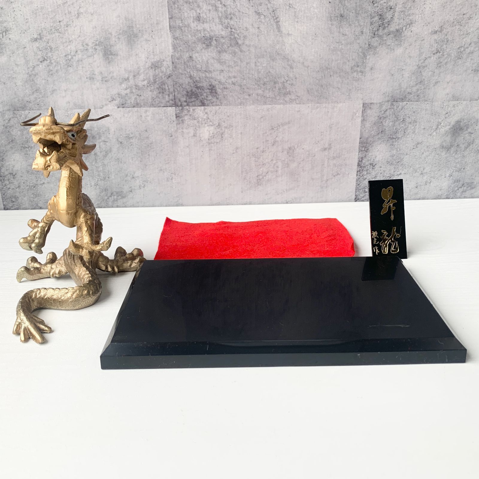 昇龍 龍 金属 金色 オブジェ 置物 台座付き 工芸品 美術品 インテリア