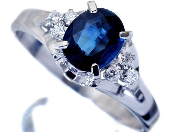 ジュエリー 鮮やかブルー 良質天然ブルーサファイア1.01ct＆ダイヤモンド0.08ct Pt900リング h7819om