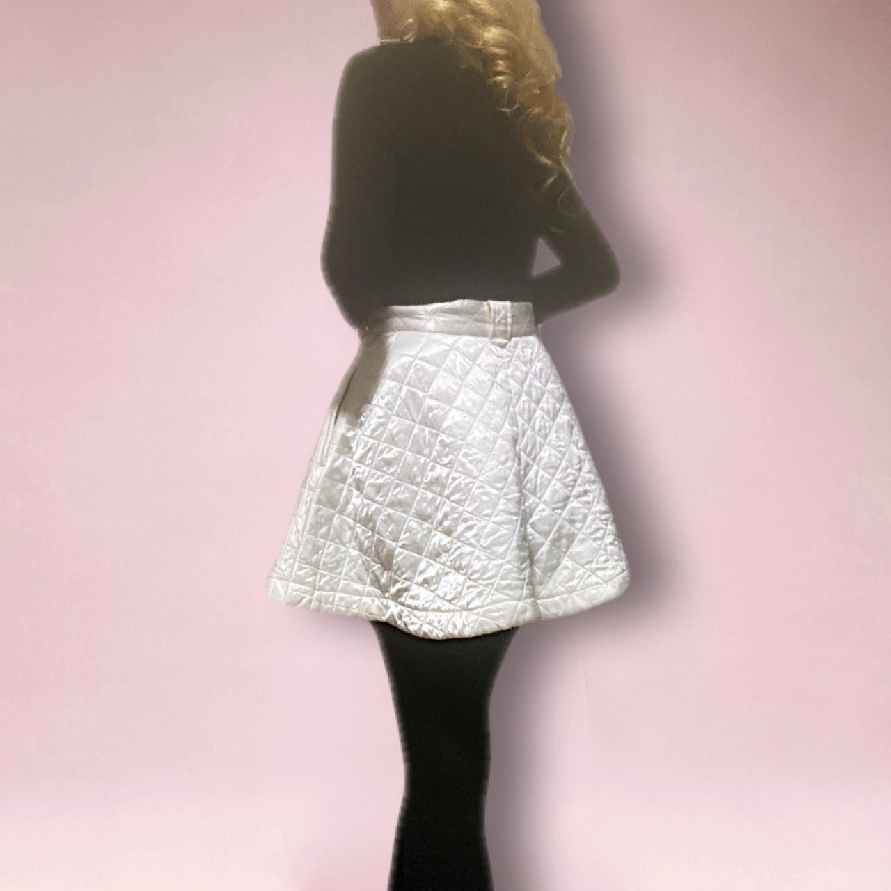 MASSE*MENSH マッセメンシュ ヴィンテージ80s キルティングサテン ミニキュロット 白 60年代ファッション キュート レトロ クラシカル Y2K スタイリッシュ ミニマル シンプル