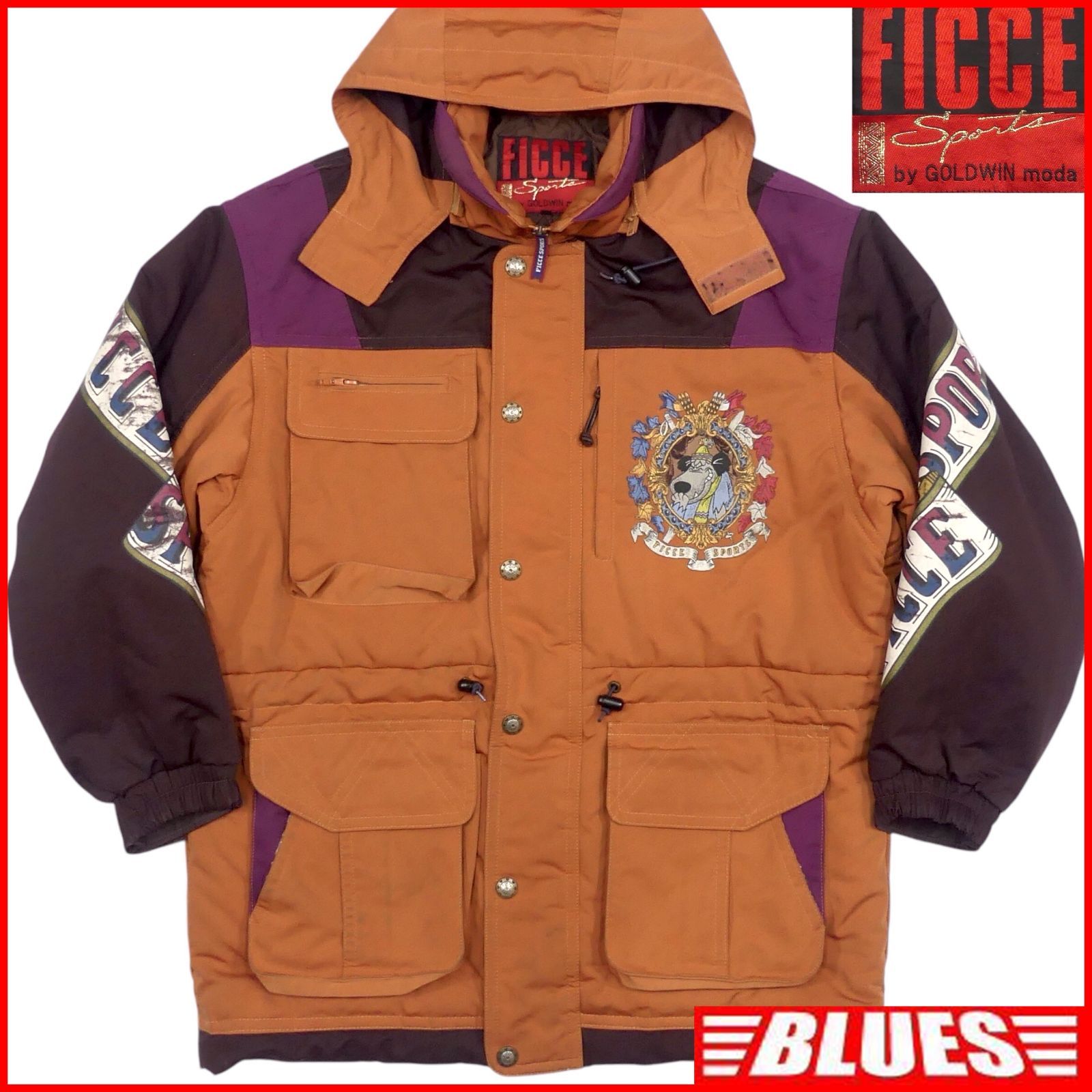 FICCE Sports ジャケット Lサイズ FICCE SPORT フィッチェ モッズコート L キルティング デカロゴ メンズ