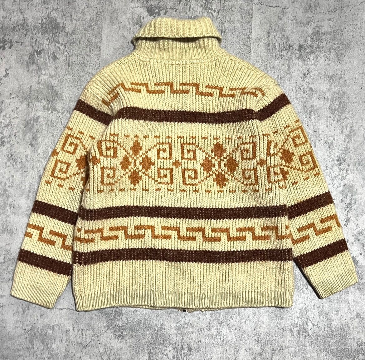 60s～70s ヴィンテージ カウチンニット C&Cジップ ライトブルー