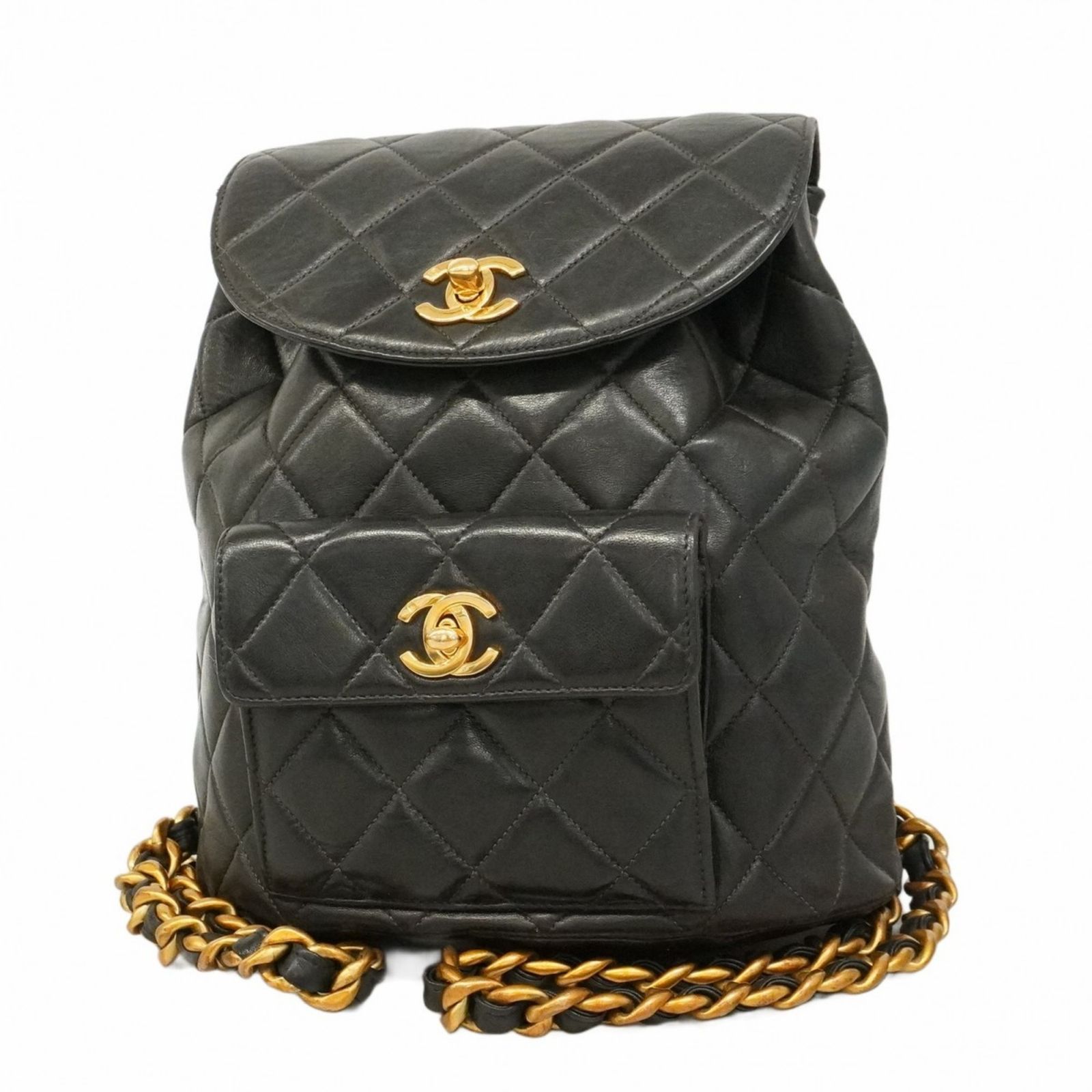 シャネル Chanel シャネル リュック デイパック マトラッセ ラムスキン ブラック チェーンレディース