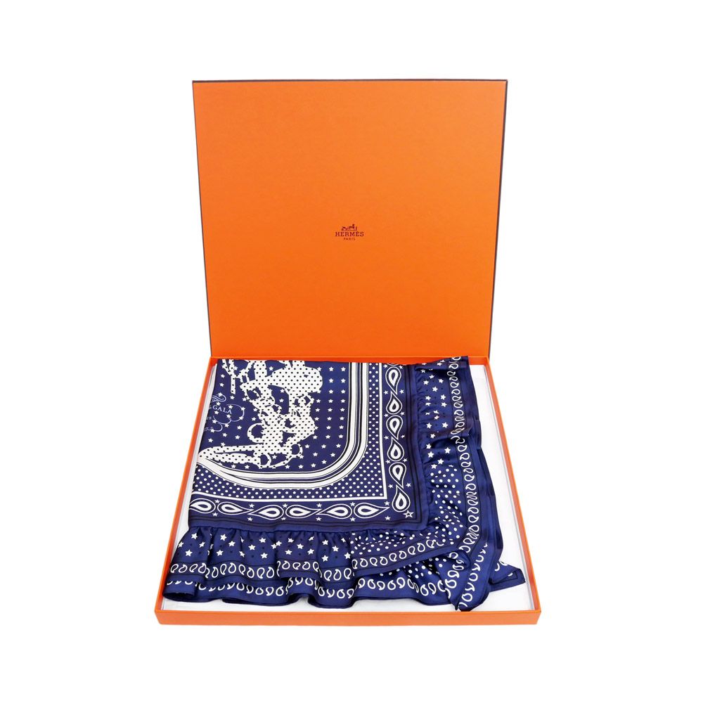 名東】エルメス カレ70 スカーフ フリル ブリッド ドゥ ガラ