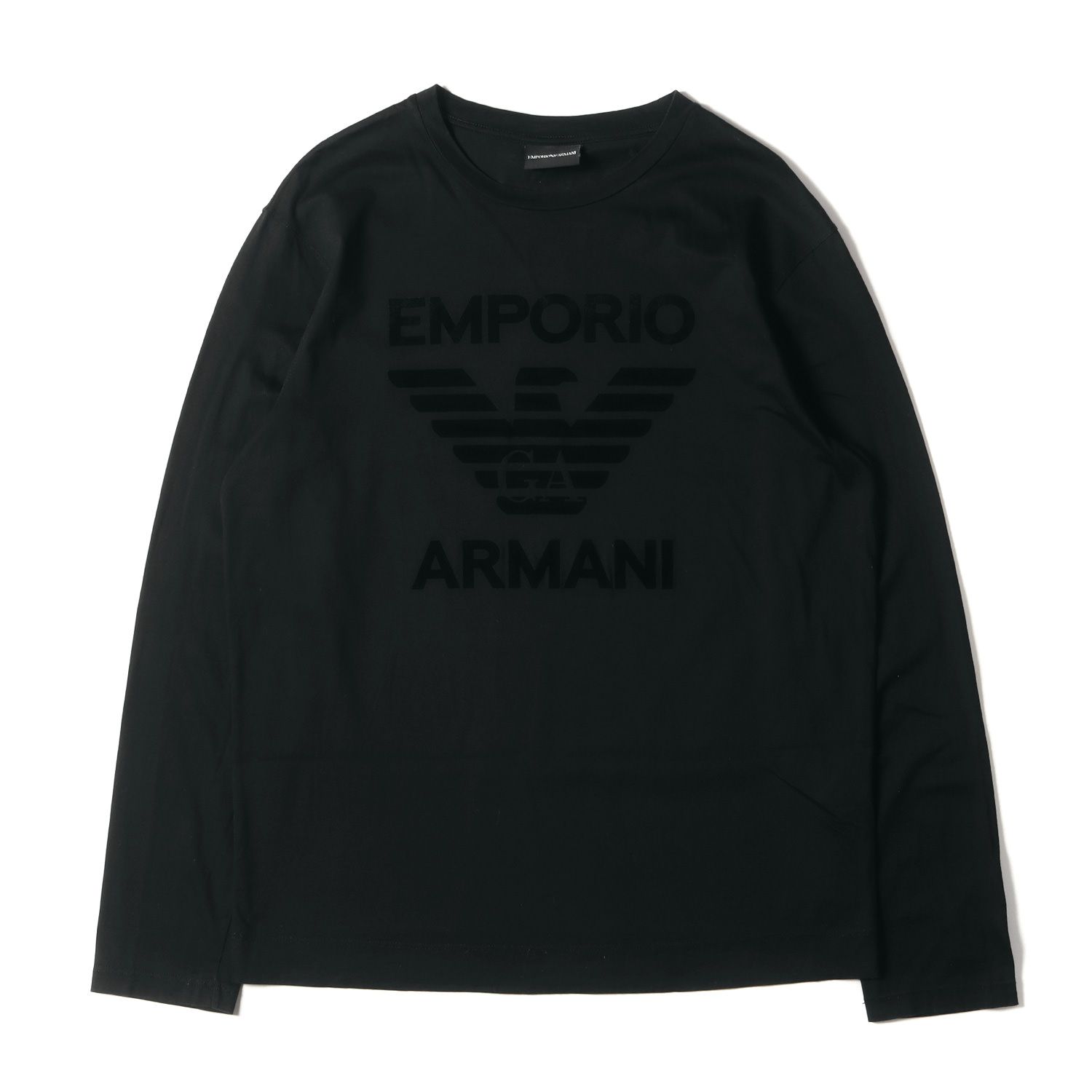 エンポリオアルマーニ 長袖Tシャツ ロンT 黒 M デカロゴ フロント 