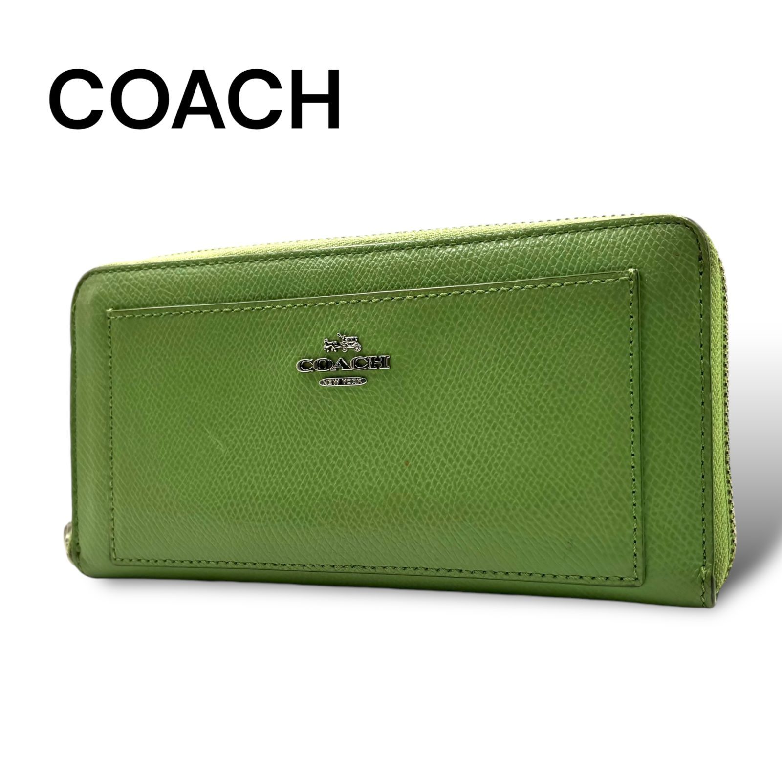 COACH コーチ 長財布 ラウンドファスナー レザー グリーン 279-4 PA092 - メルカリ