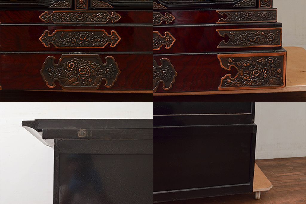 神居民芸 草実作樺カバ材整理箪笥タンスチェスト蟻組焼印民